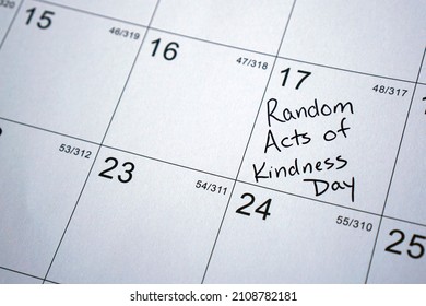 Calendar reminder about Random Acts of Kindness Day celebrated on February 17.                                    - Shutterstock ID 2108782181