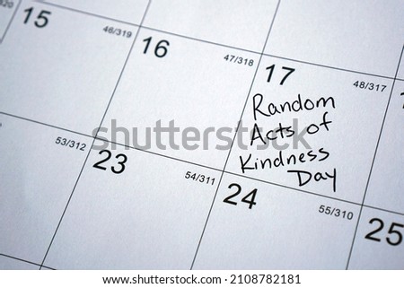 Calendar reminder about Random Acts of Kindness Day celebrated on February 17.                                   