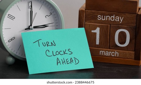 Calendar reminder to turn clocks ahead in spring at the beginning of daylight saving time on March 10, 2024.