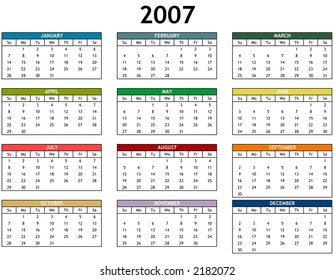 632 2007 calendar Images, Stock Photos & Vectors | Shutterstock