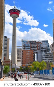 CALGARY, AB- MAY 29: Downtown Calgary on May 29 2016 in Calgary, AB. Calgary has prominent buildings in a variety of styles by many famous architects.