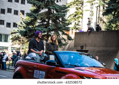 Calgary, Alberta, Canada - April 28 2017: Calgary Comic And Entertainment Expo Parade Of Wonders Bob Morley And Aly Michalka