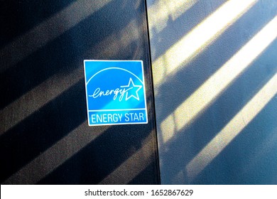 Calgary Alberta, Canada. Feb 22 2020. An Energy Star Stamp On An Air Purifier. Illustrative