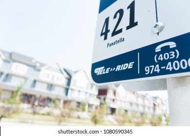 Calgary, Alberta / Canada - July 16 2017 - Calgary Transit Bus Stop Sign