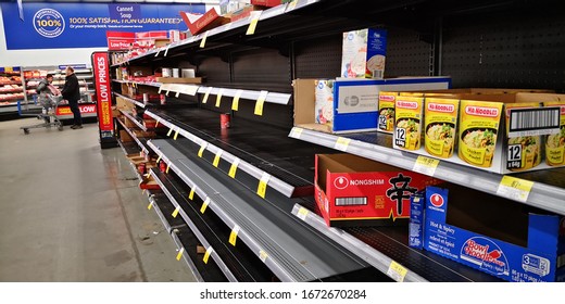 Calgary, Alberta Canada March 13, 2020 Empty Shelves At Stores Over Coronavirus Fears