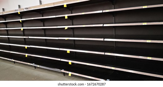 Calgary, Alberta Canada March 13, 2020 Empty Shelves At Stores Over Coronavirus Fears