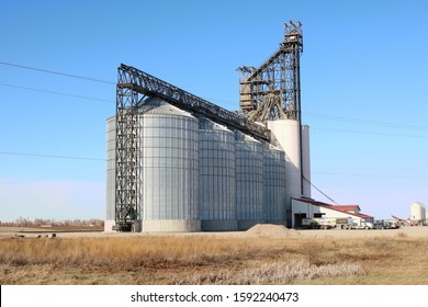 Calgary, Alberta, Canada. October 21st 2019. A large grain silo structure used for storing huge amounts of grain. Focus is on the silos.