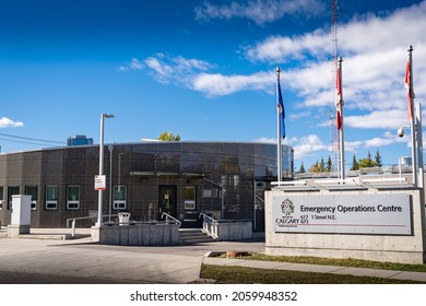 Calgary Alberta Canada, October 7 2021: The City Of Calgary Emergency Operations Center Municipal Building.