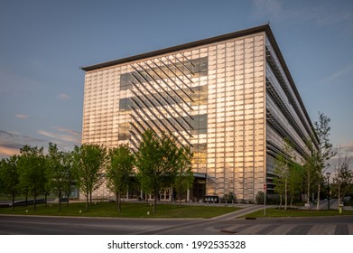 Calgary, Alberta - June 3, 2021: Energy, Environment And Experiential Learning Center At The University Of Calgary. The Building Is A New High Tech Facility.