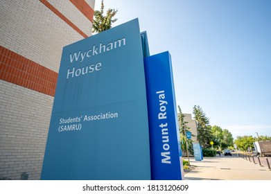 Calgary, Alberta - September 4, 2020: Sign For Wickham House At Mount Royal University. 