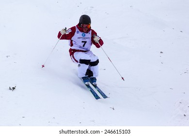 CALGARY CANADA JAN 2 2015. FIS Freestyle Ski World Cup, Winsport, Calgary Mr. Nobuyuki Nishi  From Japan At The Mogul Free Style World Cup On Race Day. 