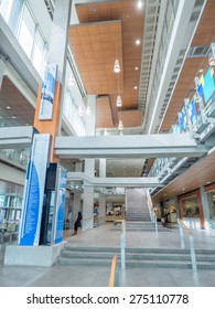 CALGARY, CANADA - MAR 25: Bow Valley College School Buildings On March 25, 2015 In Calgary, Alberta. Bow Valley College Is A Community College And Trade School And This Image Shows The Interior.