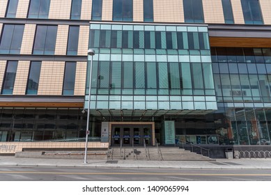 Calgary, Canada - May 26, 2019: Exterior Facade Of Bow Valley College In Calgary Alberta.  Bow Valley Is A Major Vocational College In The City And Is Located Downtown.