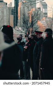 CALGARY, CANADA - Nov 02, 2021: Police And Military Officials Stand Watch For The November 1, 2021 Memorial Service 