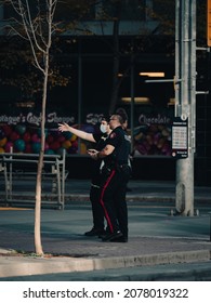 CALGARY, CANADA - Oct 16, 2021: A Calgary Police Respond To A Complaint In Downtown Calgary