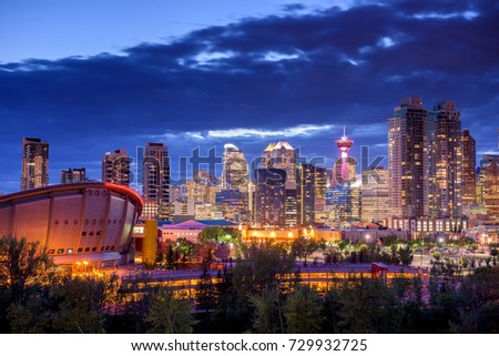 Calgary city skyline at night