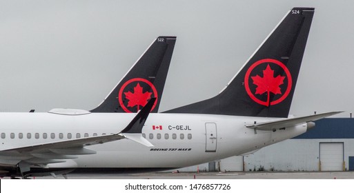 Calgary Intl Airport (CYYC), Calgary, Alberta / Canada - August 11 2019: Air Canada is one of 43 airlines with grounded Boeing 737 Max 800 jets due to fatal accidents caused by the MCAS system