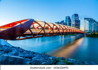 Calgary Peace Bridge At Sunrise