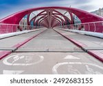 Calgary Peace Bridge in winter.