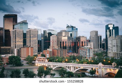 Calgary Skyline With Bridge.