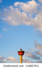 Calgary Tower with blue sky above