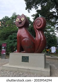 Cali, Colombia - August 24th, 2021: The River Cat Park Sculpture By Hernando Tejada. 