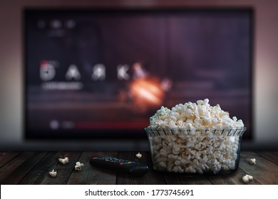 Cali, Colombia - July 1, 2020: Tv Screen Playing 