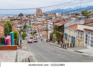 CALI, COLOMBIA - SEPTEMBER 9, 2015: Street In San Antonio Neighborhood Of Cali.