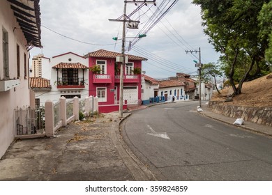 CALI, COLOMBIA - SEPTEMBER 9, 2015: Street In San Antonio Neighborhood Of Cali.