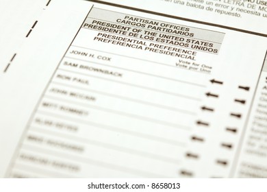 California 2008 Primary Ballot Showing Republican Presidential Candidates