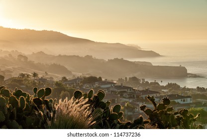 California Coast South Of Palos Verdes, Los Angeles At Dawn