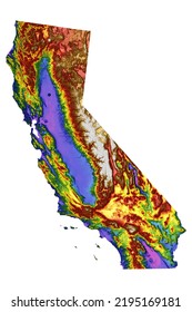 California Color Elevation Map On White Stock Photo 2195169181 ...