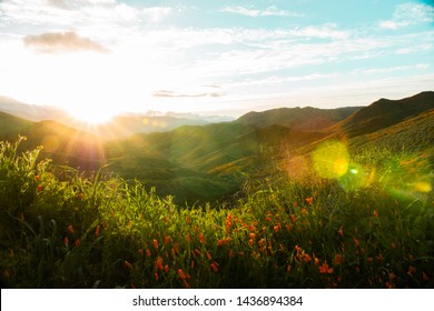 California Hills Background Colors Lake Elsinore Hills Green, Colorful, and Full of Life - Shutterstock ID 1436894384
