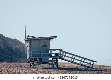 A California Lifeguard Tower Along The Coastline.