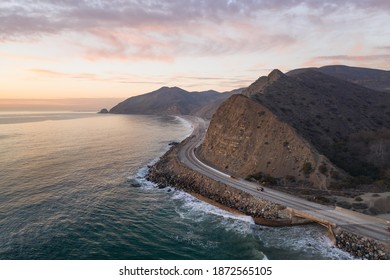 California PCH Sunset Highway Drone Photo