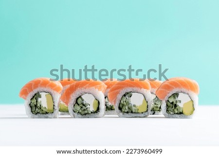 California and Philadelphia Sushi Rolls A Colorful and Delicious Array: California and Philadelphia Sushi Rolls