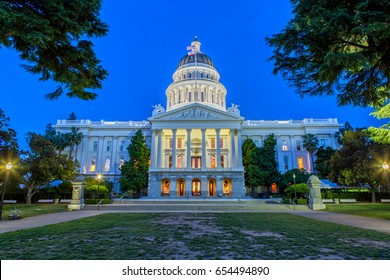 The California State Capitol In Sacramento At Night