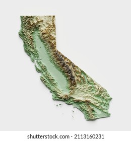 California Topographic Relief Map - 3D Render