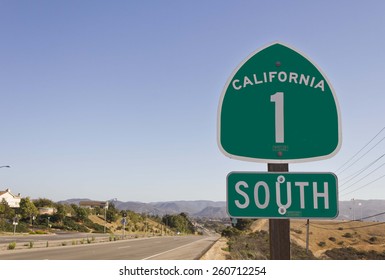 CALIFORNIA, USA - AUG 15 2013: California highway 1 green sign on the street