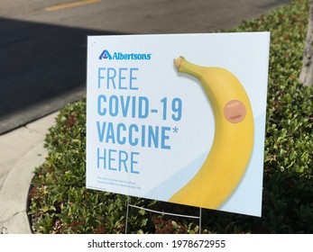 California, USA- May 23, 2021:Covid Vaccine Available At The Grocery Store At Albertsons