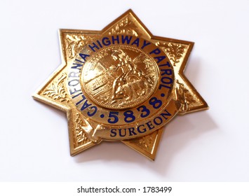 Californian Highway Patrol Police Badge  On White Background