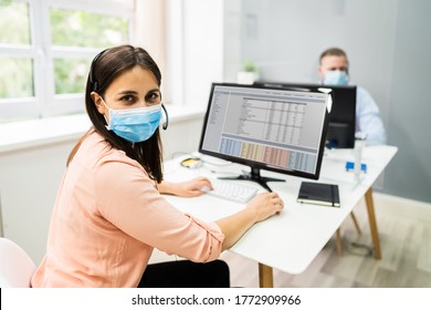 Call Center Customer Service Agents Wearing Face Masks - Powered by Shutterstock