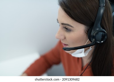 Call Center Operator In Medical Mask