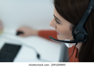 Call Center Operator In Medical Mask