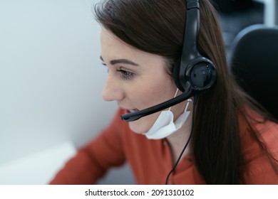 Call Center Operator In Medical Mask