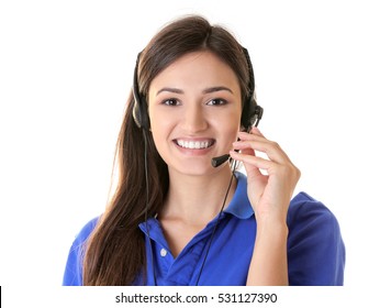 Call Center Operator On White Background