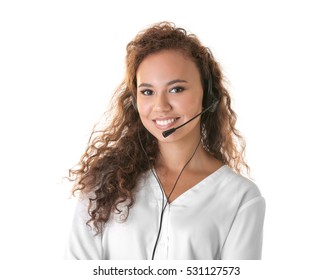 Call Center Operator On White Background