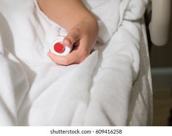 Call nurse button in hospital, hand pushing nurse call button, Hand pressing emergency nurse call button