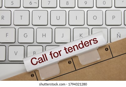 Call for Tenders Written on White Key of Metallic Keyboard. Finger pressing key. - Shutterstock ID 1794321280