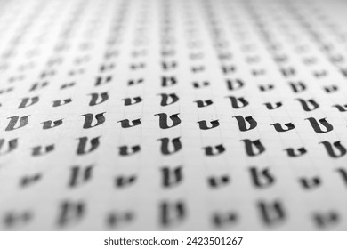 Calligraphy black and white letters V background. Lettering practice writing worksheet. Handwriting symbol filling pattern. Calligraphic letter v learning skills paper page.